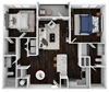B1 - 1105sf Floor Plan B1 - 1105sf Floor Plan at Artesia Big Creek, Alpharetta, GA